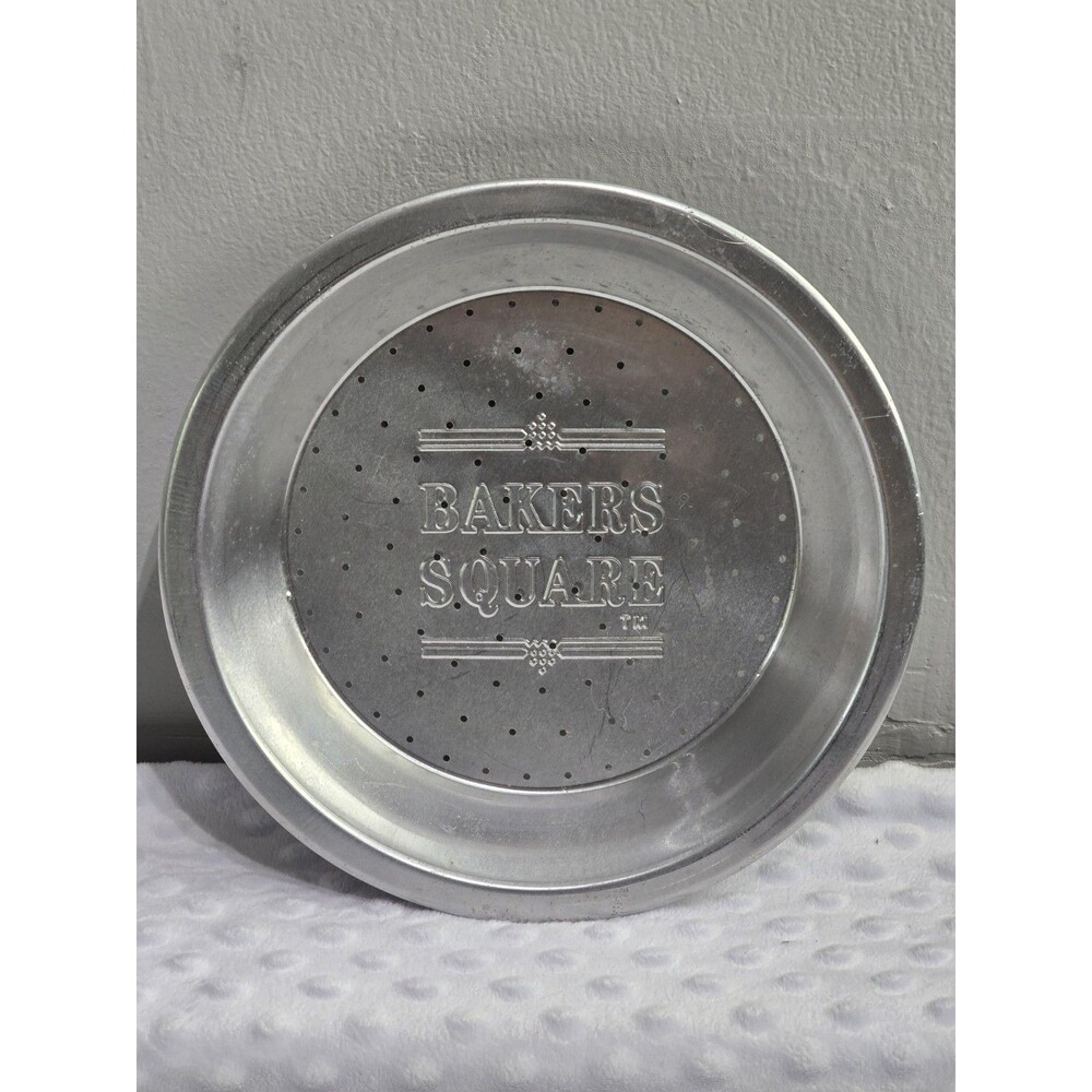 Vintage Bakers Square Tin Metal Disposable Thin Aluminum 9" Pie Baking Pan Holes